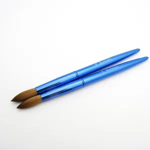 Акриловая Кисть для ногтей, синяя металлическая ручка