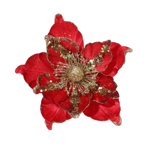 Fleurs de Noël artificielles DIY à paillettes, Décoration artificielle, Grandes fleurs de Poinsettia pour Noël - Product Image 5