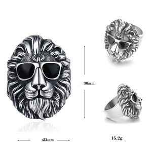Anelli di Moda Hip Hop Punk Gotico con Testa di Leone, Vintage Cool in Acciaio Inossidabile 316L PVD per Uomo, Gioielli all'Ingrosso Novità 2026 - Product Image 4