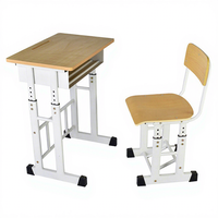 Meubles d'école modernes et confortables, ensemble de chaise et de bureau réglables en bois pour les élèves, table d'étude individuelle