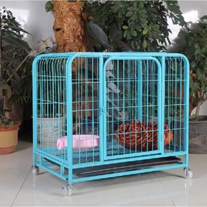 Heavy Duty Simple Spécifications 96*65*85 Caisse pour chien pour chiens moyens/petits Cage soudée à cadre en fer avec roues et boîte à plateau en plastique - Product Image 2
