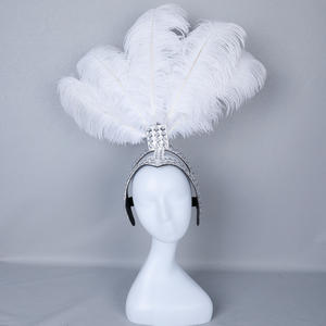 Clásico Retro diamante pluma borla diadema Halloween <span class=keywords><strong>Prom</strong></span> Festival fiesta boda disfraz accesorio vestir - Product Image 3