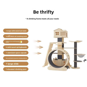 Arbre à <span class=keywords><strong>chat</strong></span> classique de luxe exclusif en bois massif, multi-zones, hauteur réglable, mobilier de loisirs intérieur écologique - Product Image 3