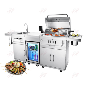 Barbecue au charbon de bois robuste pour cuisine extérieure, portable avec réfrigérateur, idéal pour les journées en famille et les fêtes - Modèle IT-7018 (Barbecue à gaz inclus) - Product Image 4