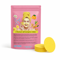Pembersih Wajah Berbahan Kunyit dan Asam Kojic dengan Vitamin C B5, Bantalan Scrub Gula untuk Mengoreksi Noda Hitam, 40 Lembar