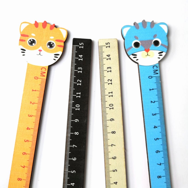 15cm Cat Straight Ruler Wooden Kawaii Tools Stationery Cartoon Drawing Gift Office School Supplies Student Birthday