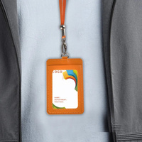 Nouvel Étui Porte-Badge Vertical en Cuir PU avec Cordon Amovible pour Cartes d'Identité – Idéal pour Hommes et Femmes d'Affaires