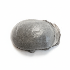 Gran Oferta: <span class=keywords><strong>Prótesis</strong></span> <span class=keywords><strong>Capilar</strong></span> Masculina de Cabello Remy Indio con Ondas Suaves, Base Fina de Alta Calidad, Color Gris # 460 - Product Image 3