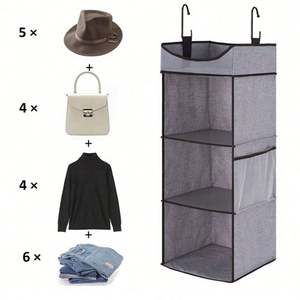 Foldable Custom Manufacturer Hanging <b>Organizer</b> Storage Wardrobe 3 Layers Non-Woven Fabric <b>Closet</b> - Product Image 1