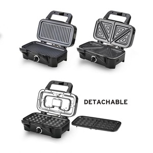 Tùy Chỉnh Không Dính 3 Trong 1 Có Thể Tháo Rời Panini Báo Chí Bánh Sandwich <span class=keywords><strong>Maker</strong></span> Chuyên Nghiệp Mini Điện Đôi Bỉ <span class=keywords><strong>Waffle</strong></span> <span class=keywords><strong>Maker</strong></span> Máy - Product Image 2