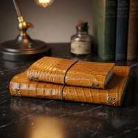 Couverture de carnet en cuir de vachette faite à la main avec gaufrage crocodile ou autruche, pochette pour carnet rechargeable, taille universelle pour A5 A6