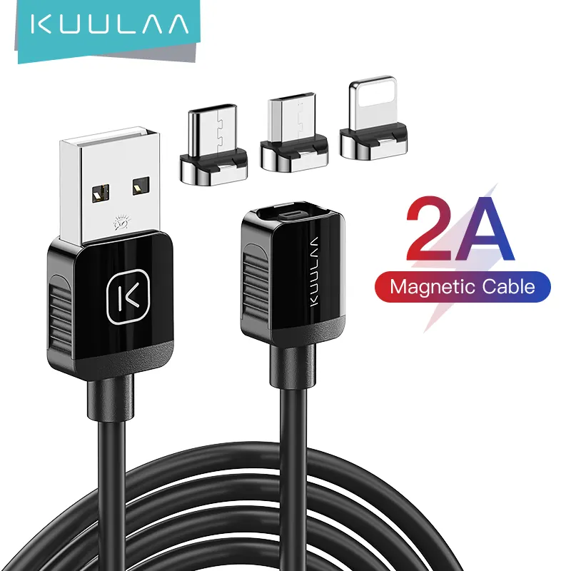 KUULAA оптовая продажа 2 Pin 3 в 1 Разъемы Магнитный Usb-кабель зарядный кабель для смартфона