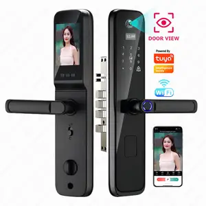 Tuya Wifi App Remote Unlocking Smart Lock Ring Door Bell Camera Digital Door Lock Fingerprint Key Card Nfc Electric Door Lock
