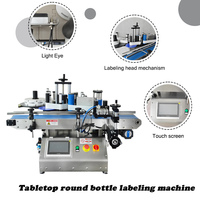Machine d'étiquetage de bouteilles rondes professionnelle avec système de serrage vertical, 100 étiquettes par minute, étiqueteuse automatique de bureau pour flacons et bocaux