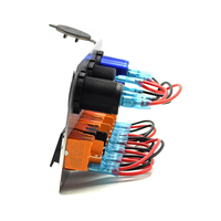 Panneau d'interrupteur à bascule en aluminium 6 gangs avec voltmètre 12V double chargeur USB prise allume-cigare pour bateau de camion de RV