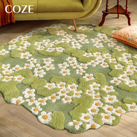 Dalles de tapis faites à la main Coze en peluche et soie de lait, motif floral circulaire de style français, pour salon et usage domestique
