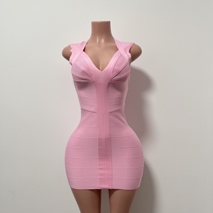 Y7881- Abito da Sera Elegante e Sexy con Scollo a V, Senza Maniche, Nero, Aderente, Stile Retrò per Donne - Product Image 5