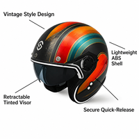 Casque de moto rétro à face ouverte, coque en ABS, impression de logo possible, homologué DOT 3C, casque moto professionnel pour adulte