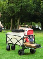 Chariot pliable de camping portable de haute qualité, chariot utilitaire beige, chariot à main portable pour le jardin et l'extérieur