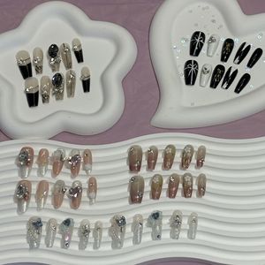 Fabricant Prix le plus bas 10pcs 3D Handmade French Tip Nails Elegant Coffin Artificial Fingers Press on Nails Wholesale - Product Image 2