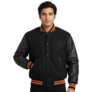 Blousons Bomber, de Baseball, Vintage, Letterman, Varsity en Cuir avec Manches Personnalisées OEM, Chaîne et Broderie Chenille - Product Image 1