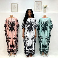 Nouvelle Robe Ample Femme Grande Taille en Polyester Imprimé Dentelle Anti-Plis Toutes Saisons Style Africain, Meilleure Vente 2026