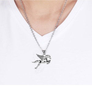 สร้อยคอจี้รูปม้าเพกาซัส ตัวอย่างสินค้าฟรี สไตล์พังก์ โลหะผสม สร้อยคอผู้ชาย สไตล์เรโทร จี้รูปม้า 12 ราศี - Product Image 2