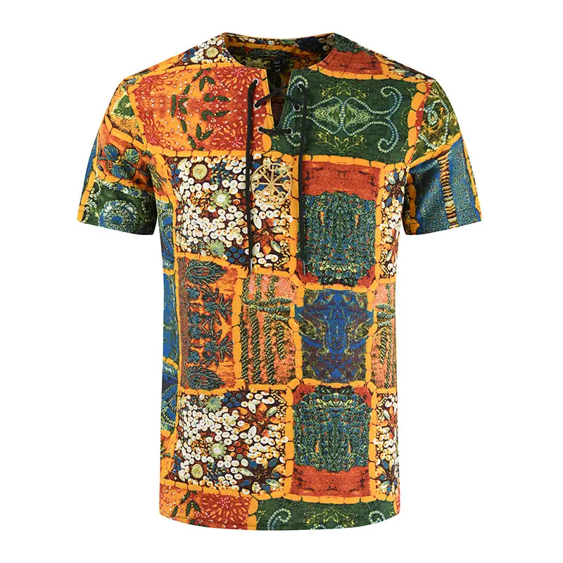 2021 Summer Men's Clothing Cotton Embroidered Short-Sleeved Shirt Printed Half Sleeve Pullover Printed Shirt t shirt sport men