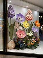 Ensemble de fleurs artificielles géantes de luxe en organza et papier, coquelicots et pivoines, pour décoration de mariage et événements, présentation florale