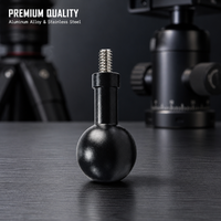 Adaptateur de montage à tête sphérique de 25 mm en alliage d'aluminium avec vis en acier inoxydable 1/4-20 pour support d'appareil photo, moniteur ou éclairage