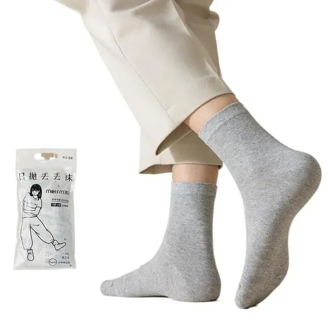 Disposable Socks Men's and Women's Wash-Free Daily Disposable Mid-Calf Travel Students Cotton Dress Socks Travel