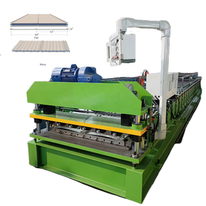 아연 아연 도금 강철 루핑 패널 타일 만들기 기계 5V 트윈 리브 지붕 시트 롤 성형 기계 - Product Image 1