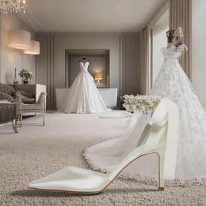 <span class=keywords><strong>Scarpe</strong></span> da sposa da donna personalizzate con tacco a spillo in <span class=keywords><strong>raso</strong></span> <span class=keywords><strong>bianco</strong></span> elegante pump con cinturino alla caviglia Logo personalizzato matrimonio matrimonio estivo - Product Image 2