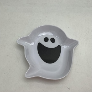 Plato de melamina personalizado para Halloween, 6,3 "x 6,14", fábrica fantasma blanca, barato - Product Image 3