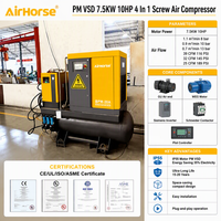 Compresseur d'air à vis à entraînement par courroie 11KW 15KW tout-en-un avec sécheur intégré 500L, écran tactile PLC 230V/380V avec RS485 pour atelier