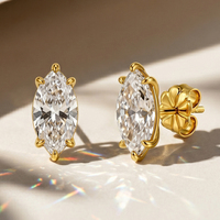 Boucles d'oreilles clous en moissanite trèfle de qualité supérieure, personnalisables avec logo, pour femmes, bijoux de marque pour mariage, vente en gros en petites séries