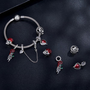 Gothic Halloween Skull Charme-925 Sterling Zilveren Buitenaardse Bloedroos Hanger, Hekserij Sieraden Voor Mannen En Vrouwen, Biker Kraal - Product Image 5