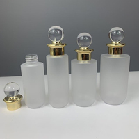 Bouteille d'huile capillaire en PET transparent givré de 3 oz, 4 oz, 200 ml, 150 ml, 120 ml, 100 ml, flacons de toner cosmétique avec bouchon à bille doré, emballage de beauté en plastique