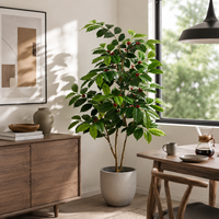 Arbre à café artificiel 1,58 m, plante artificielle avec baies de cerise rouges, pliable, ignifuge, anti-UV, intérieur/extérieur, OEM ODM