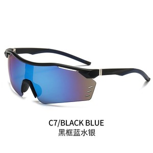 Lunettes de sport pour cyclisme, miroir polarisé UV400, résistant au vent, monture noire et bleue - Product Image 1