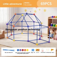 69pcs STEM Fort Building Kit DIY Mainan Edukasi Konstruksi Tenda Kastil Rumah-rumahan untuk Anak-anak