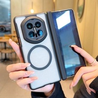 Étui de téléphone magnétique de luxe au design givré mat pour Fold 3/4, coque transparente en TPU+PC résistante aux chocs et aux rayures