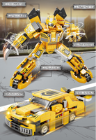 Haute qualité 2in1 jaune abeille déformation coccinelle voiture Robot jouets populaire Cool enfants film Figure en plastique pour les garçons