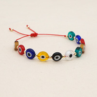 Bracelet réglable pour femme, style bohème chrétien, avec perles en verre filé et breloque œil en verre émaillé, fait main, cadeau de fête