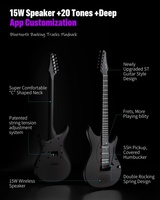 Gitar Listrik Enya Inspire 39" Smart Carbon Fiber 6-String S-S-H Pickup Speaker Nirkabel 15W 20 Nada Khas Preset Terintegrasi