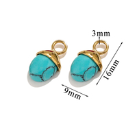 Pendentif Goutte d'Eau Rétro en Pierre Naturelle et Acier Inoxydable pour Femme, Accessoires DIY en Forme de Pomme de Pin Triangulaire, Vente en Gros de Bijoux