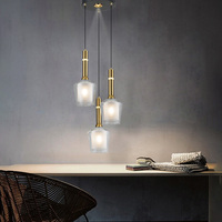 Lustre suspendu en verre postmoderne pour restaurant, design créatif multi-têtes, pour café, table à manger, bar, en verre gris fumé, vente en gros