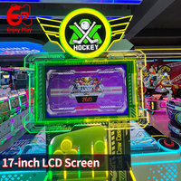 Mesa de Hockey de Aire Comercial Profesional para 2-4 Jugadores, Máquina de Monedas con Múltiples Bolas y Tickets, Pantalla de 17 Pulgadas para Parques de Diversiones y Centros de Juegos