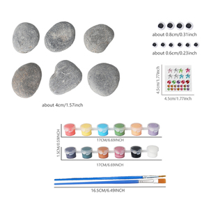 Set di Giocattoli per Disegno WAYEE, <span class=keywords><strong>Mini</strong></span> Kit di Pittura in Plastica, 6 Pietre Dipingibili, Occhi Mobili, Adesivi Gemma, Colori Acrilici, Pennelli, 6,5 Pollici - Product Image 5