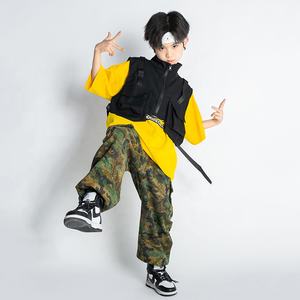 Vêtements Hip Hop pour enfants <span class=keywords><strong>Gilet</strong></span> Cargo noir Top Camo Pantalon Cargo décontracté pour filles garçon Costumes de danse Jazz Vêtements de rue pour adolescents - Product Image 4